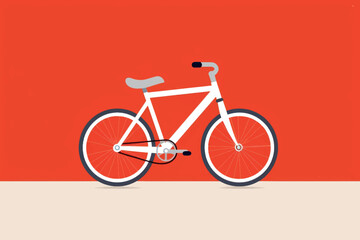 Minimalist bicycle against red background