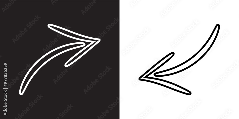 Aufkleber curved arrow icon vector. arrow pointer icon sign symbol in trendy flat style. arrow right left vect