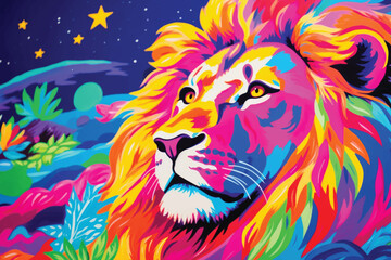 Vibrant lion digital art © Rawpixel.com