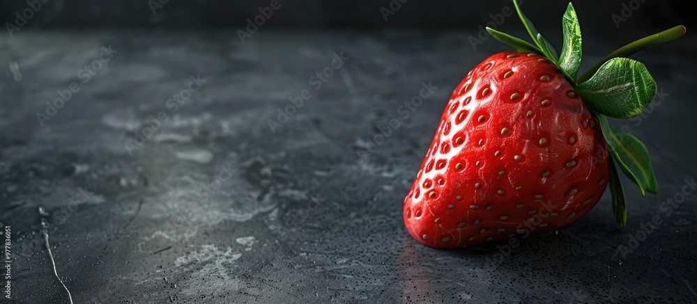 Poster Fresh strawberry against a dark background. Copy space image. Place for adding text and design