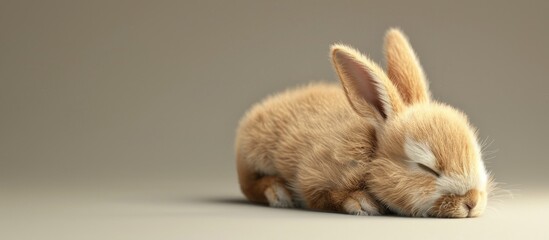 Obraz premium Adorable and cute newborn rabbit Baby cute rabbit or adorable newborn bunny Easter Bunny. Copy space image. Place for adding text and design