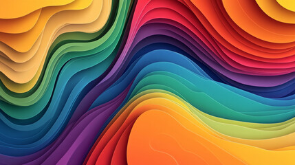 Obraz premium “Linear vector abstract background featuring all colors of the rainbow, designed with retro-style lines in a 3D dimensional perspective. Ideal for vintage poster art and creative visual projects.”