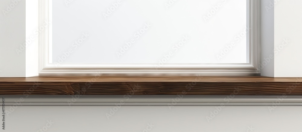 Poster front view of a window sill on a plain white background. copy space image. place for adding text and