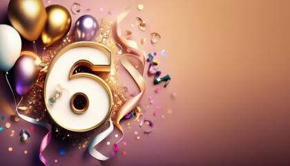 「輝く瞬間: お祝いの数字と華やかなパーティーデコレーション」