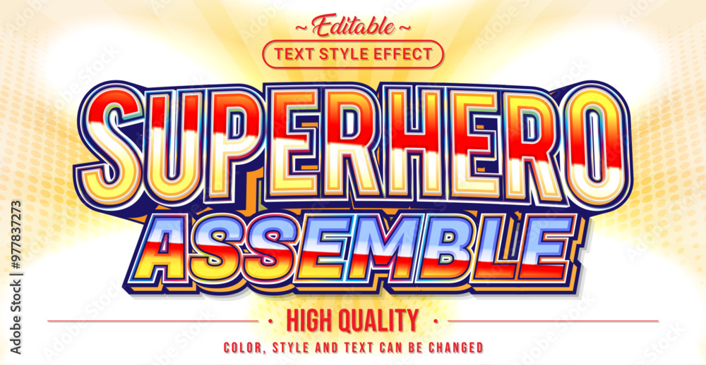 Poster Editable text style effect - Superhero Assemble text style theme.