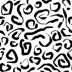 Seamless abstract geometric pattern. Background in black, white. Illustration. Lines, meanders. Design for textile fabrics, wrapping paper, background, wallpaper, cover.