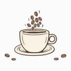 Coffee cup with falling beans