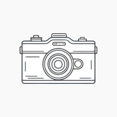Vintage camera line art illustration