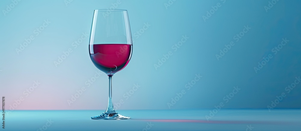 Poster red wine in a glass set against a blue background with full depth of field. copy space image. place 