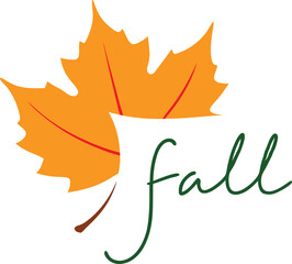 Elegant handwritten fall note featuring a leaf vector illustration
