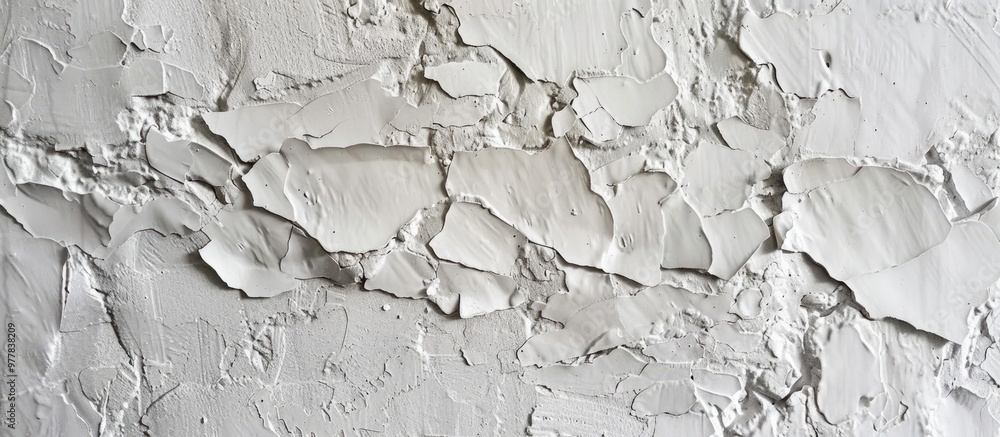 Poster rugged white wall texture surface with plaster texture coarse coating. copy space image. place for a
