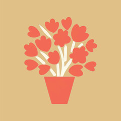 Minimalist red flower pot illustration