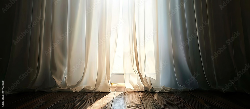 Poster abstract light from a window and curtain with copy space used as a background or wallpaper concept