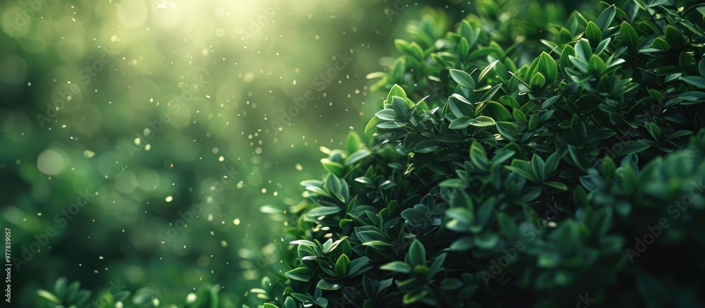 Poster defocused abstract backdrop of a densely leafed tree. copy space image. place for adding text and de