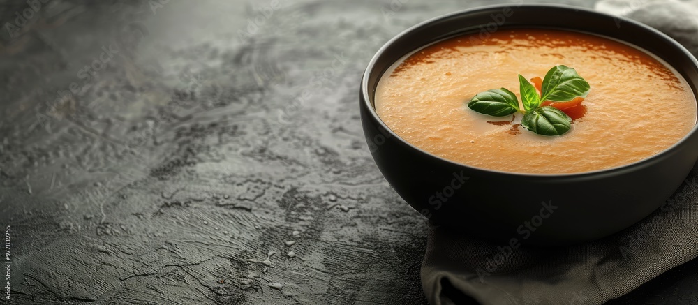 Poster porcini mushroom soup. copy space image. place for adding text and design