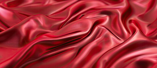 Obraz premium Red satin fabric background blurred or out of focus. Copy space image. Place for adding text and design