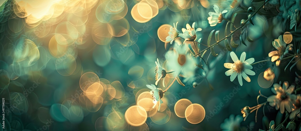Poster vintage bokeh nature background image is out of focus and has a filter applied. copy space image. pl