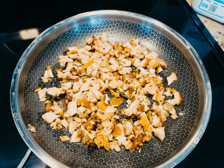 Cooking Pork Sisig which is a famous dish in the Philippines