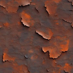 Fototapeta premium Seamless rusted metal texture with peeling paint effect. Industrial grunge background with weathered surface.