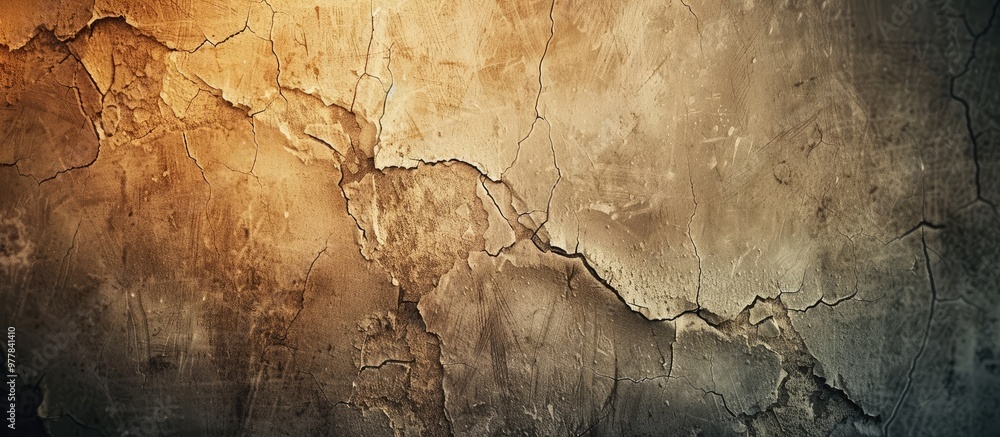 Poster blurred wall texture background unfocused toned with cracks. copy space image. place for adding text
