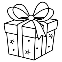 Starry Gift Box with Bow - Vector Art