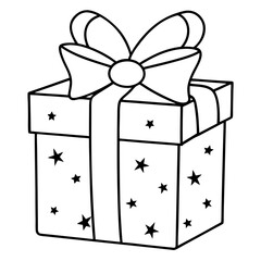 Starry Gift Box with Bow - Vector Art