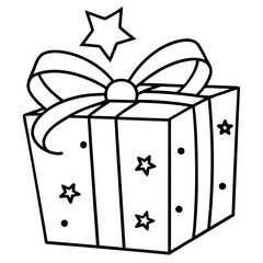 Starry Gift Box with Bow - Vector Art
