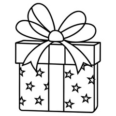 Starry Gift Box with Bow - Vector Art
