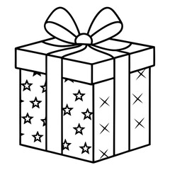 Starry Gift Box with Bow - Vector Art