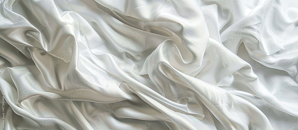 Poster abstract background and texture of white bedding sheets or blanket with copyspace creased or wrinkle