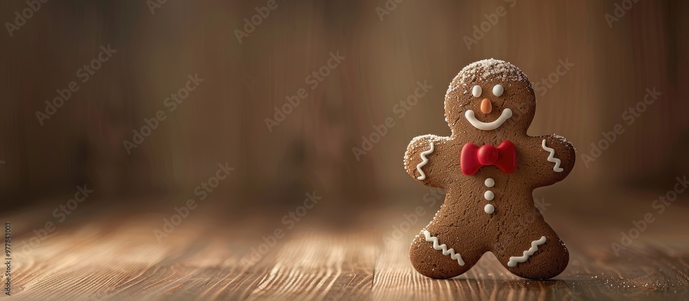 Poster adorable gingerbread man for a christmas card. copy space image. place for adding text and design