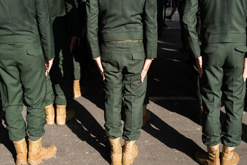 Army soldiers are seen standing during the celebration of Brazilian Independence Day. City of Salvador, Bahia.