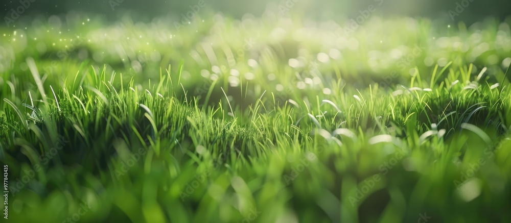 Poster background of a young grass field shallow depth of field. copy space image. place for adding text an