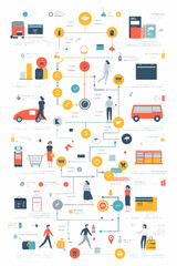 Customer Journey Mapping with Purchase Path Stages and Buyer-Company Interaction Steps Outline Diagram for Marketing Education