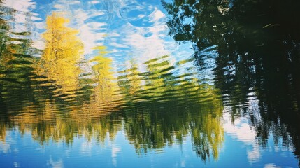 Obraz premium Reflected Trees and Clouds in a Still Pond