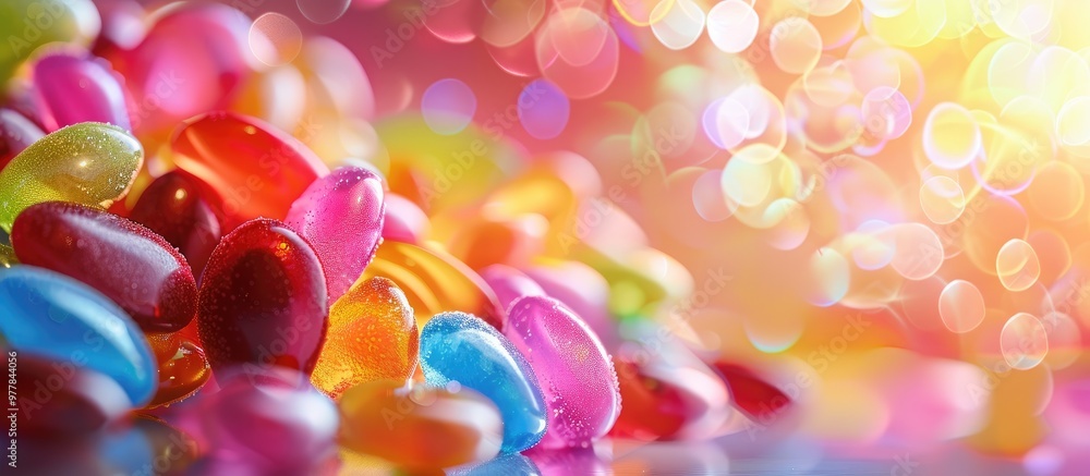 Poster vibrant candies. copy space image. place for adding text and design
