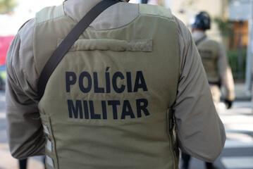 Soldiers from the Bahia Military Police are seen in formation during the celebration of Brazilian...