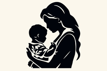 Mother and child silhouette art