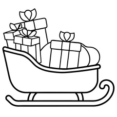 Sleigh Overflowing with Wrapped Gifts – Vector Art