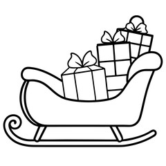 Sleigh Overflowing with Wrapped Gifts – Vector Art