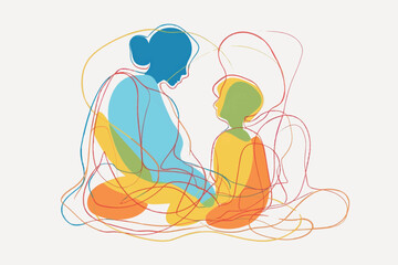 Colorful abstract family illustration