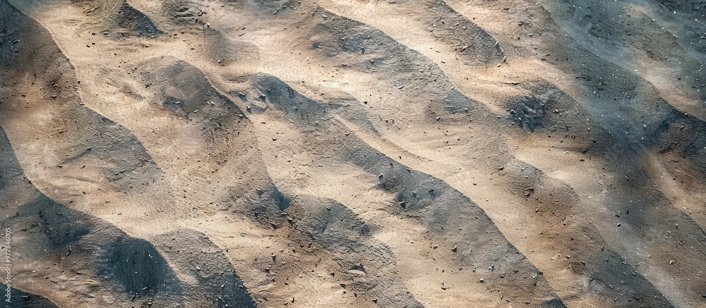 Poster top view of textured sand with a color filter and copyspace