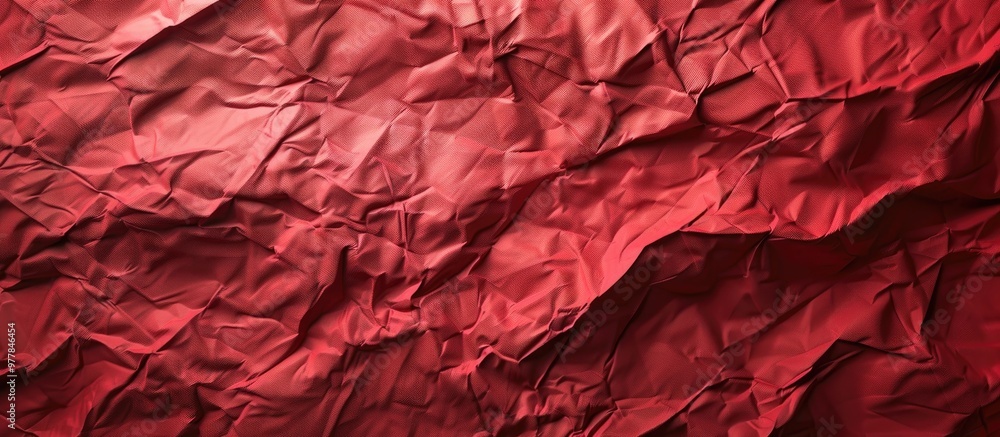 Poster close up of a red wrinkled textured paper background a vertical square texture with copy space for t