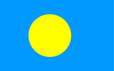 National Flag Republic of Palau, light blue field with the large yellow disk shifted slightly to the hoist-side of center