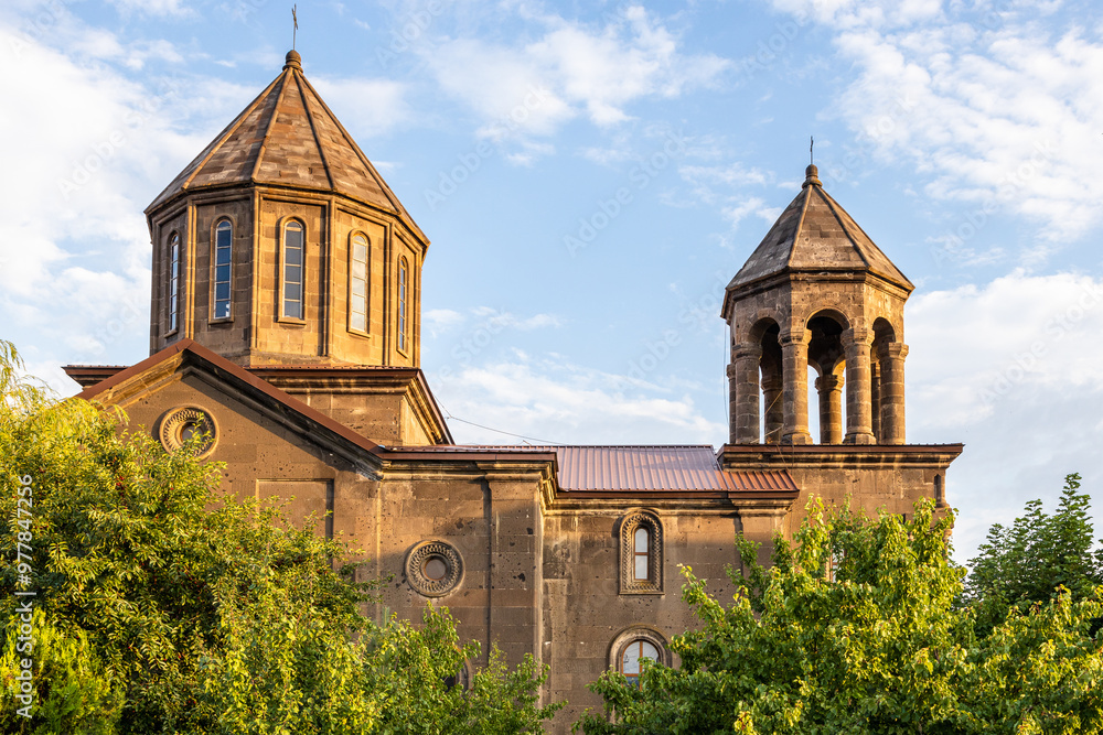 Canvas Prints cupola of Surb Nshan church in Gyumri at sunset