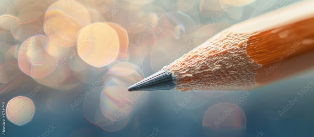 Poster a very shallow close up of the pencil tip features a blurred background and includes a copyspace