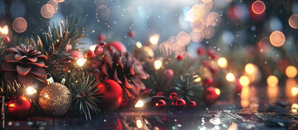 Poster christmas backdrop with lighting. copy space image. place for adding text and design