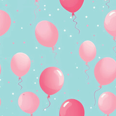 Pink balloons on blue background
