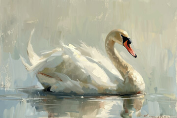 Elegant swan painting serene © Rawpixel.com