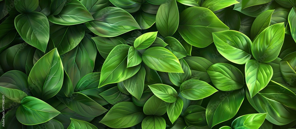Poster green leaves natural background wallpaper leaf texture leaves providing space for text. copy space i